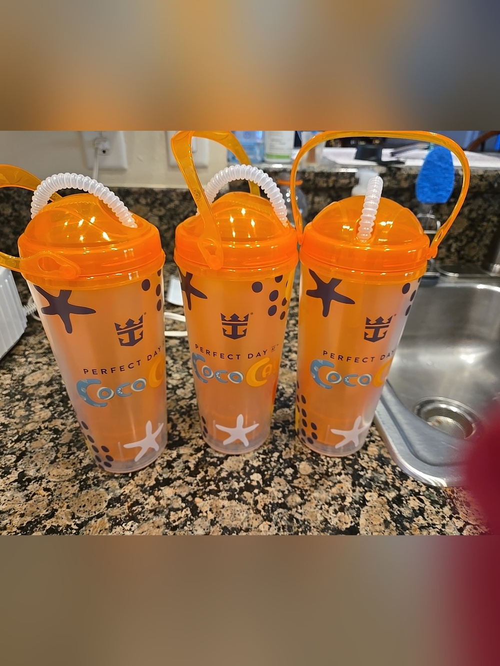 3-Royal Caribbean Cruise Line Souvenir Cup Perfect Day At Coco Cay Plastic Mugs